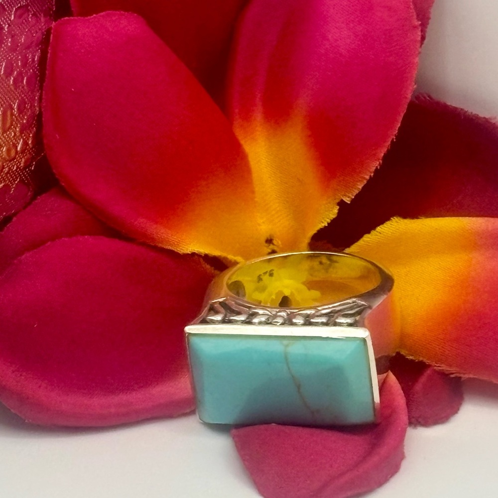 Turquoise Filigree 925 Ring - Picture 2 of 5